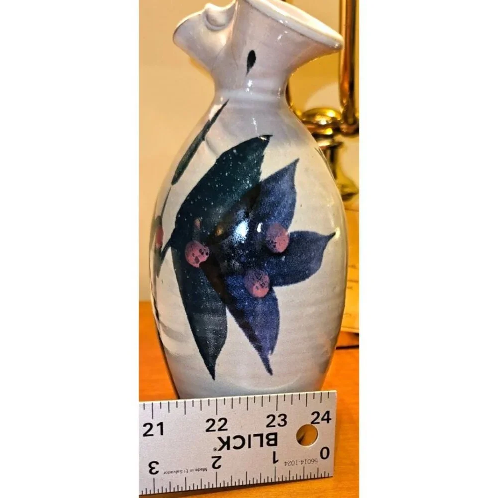 Vase‎ Ceramic Handcrafted Signed RTMD Abstract Floral 8